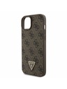 Guess Guess PU 4G Strass Triangle Metal Logo Hátlap + Crossbody Pánt iPhone 15 Plus-hoz Brown