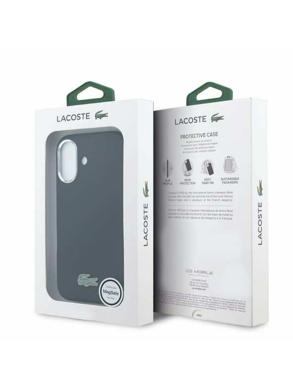 Lacoste Lacoste PVC Iconic Petit Pique Metal Logo MagSafe Hátlap iPhone 16-hoz Black