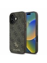 Guess Guess PU 4G Small Metal Logo MagSafe Hátlap iPhone 16 Plus-hoz Brown