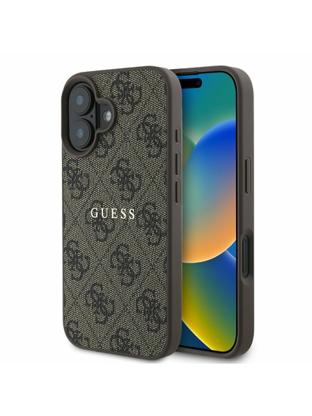 Guess Guess PU 4G Classic Logo MagSafe Hátlap iPhone 16 Plus-hoz Brown