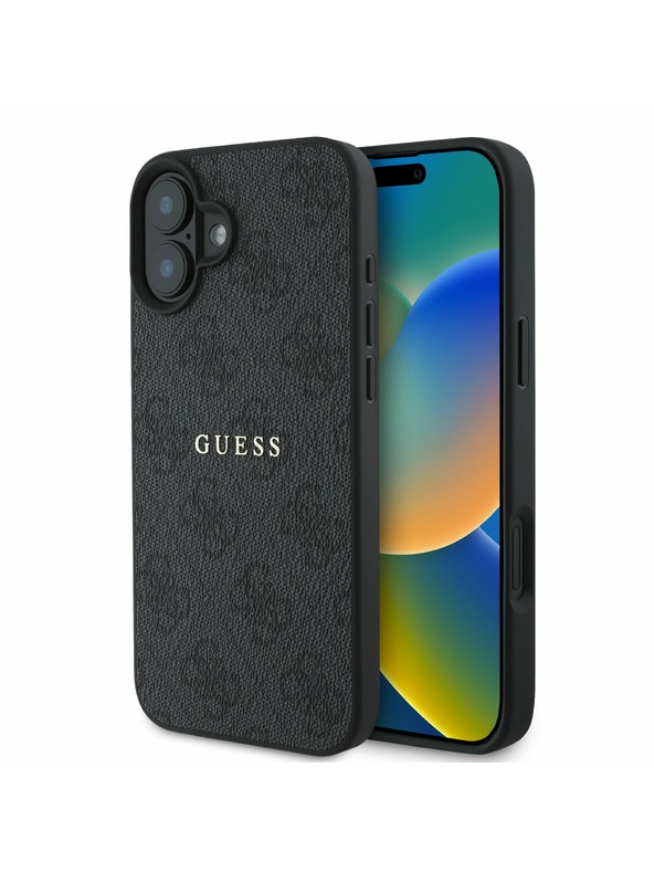 Guess Guess PU 4G Classic Logo MagSafe Hátlap iPhone 16 Plus-hoz Black
