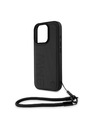 BMW BMW Leather Signature and Strap Hátlap iPhone 16 Pro-hoz Black