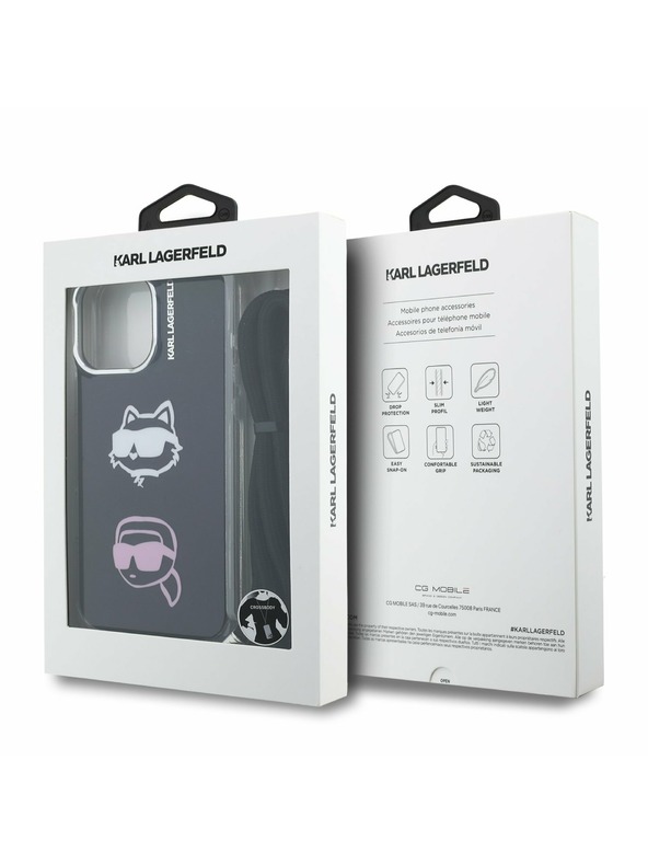Karl Lagerfeld Karl Lagerfeld IML Crossbody K&CH Heads Hátlap iPhone 16 Pro-hoz Black