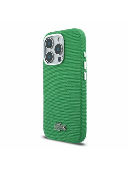 Lacoste Lacoste PVC Iconic Petit Pique Metal Logo MagSafe Hátlap iPhone 16 Pro-hoz Estragon Green