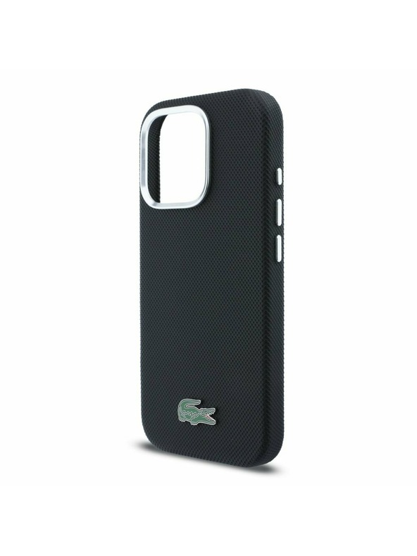 Lacoste Lacoste PVC Iconic Petit Pique Metal Logo MagSafe Hátlap iPhone 16 Pro-hoz Black