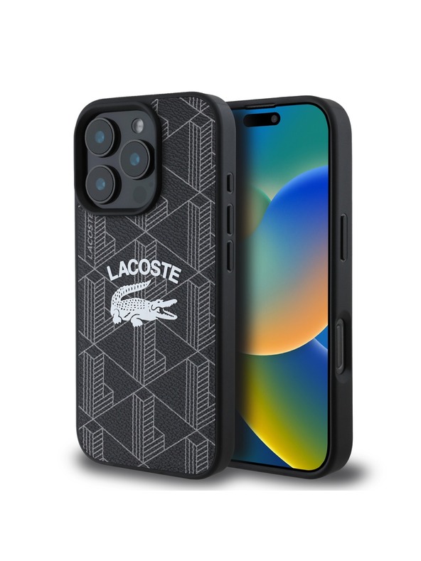 Lacoste Lacoste Blend Monogram MagSafe Hátlap iPhone 16 Pro-hoz Black