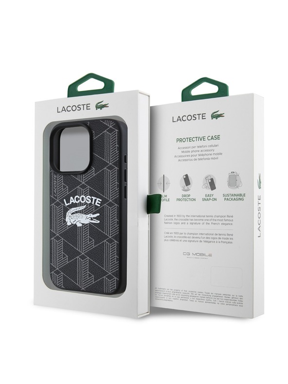 Lacoste Lacoste Blend Monogram MagSafe Hátlap iPhone 16 Pro-hoz Black