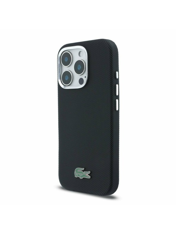 Lacoste Lacoste PVC Iconic Petit Pique Metal Logo MagSafe Hátlap iPhone 16 Pro Max-hoz Black