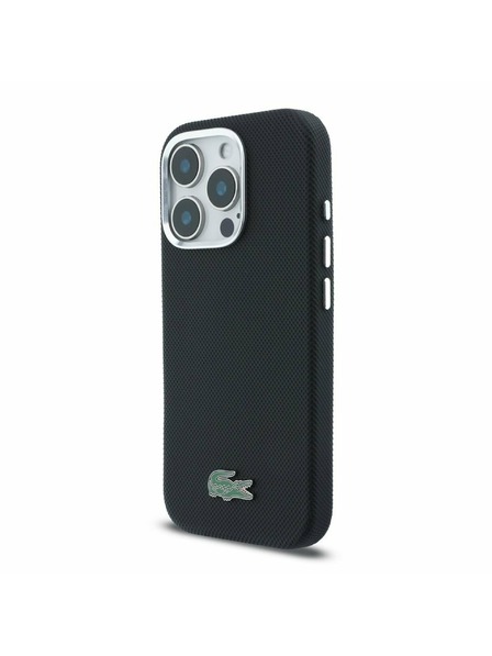 Lacoste Lacoste PVC Iconic Petit Pique Metal Logo MagSafe Hátlap iPhone 16 Pro Max-hoz Black