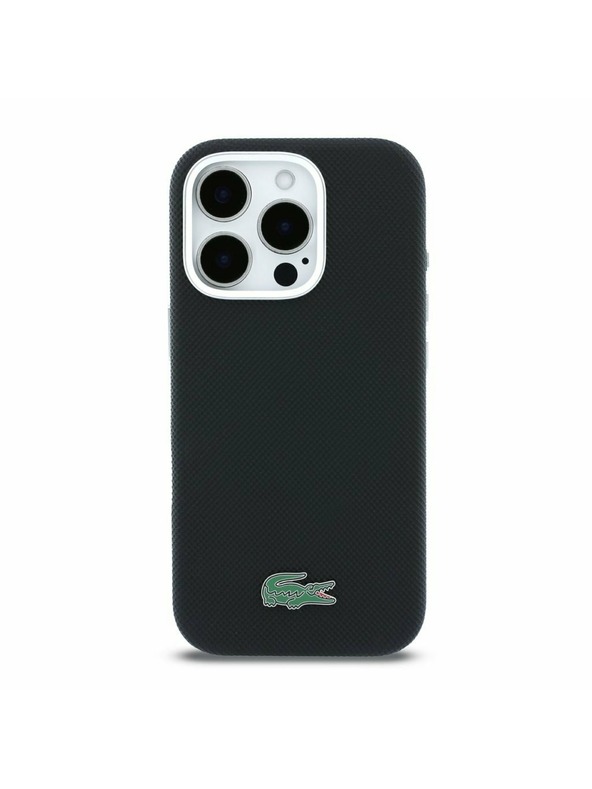 Lacoste Lacoste PVC Iconic Petit Pique Metal Logo MagSafe Hátlap iPhone 16 Pro Max-hoz Black