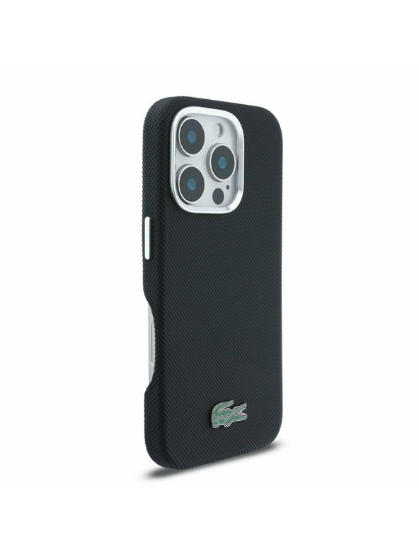 Lacoste Lacoste PVC Iconic Petit Pique Metal Logo MagSafe Hátlap iPhone 16 Pro Max-hoz Black