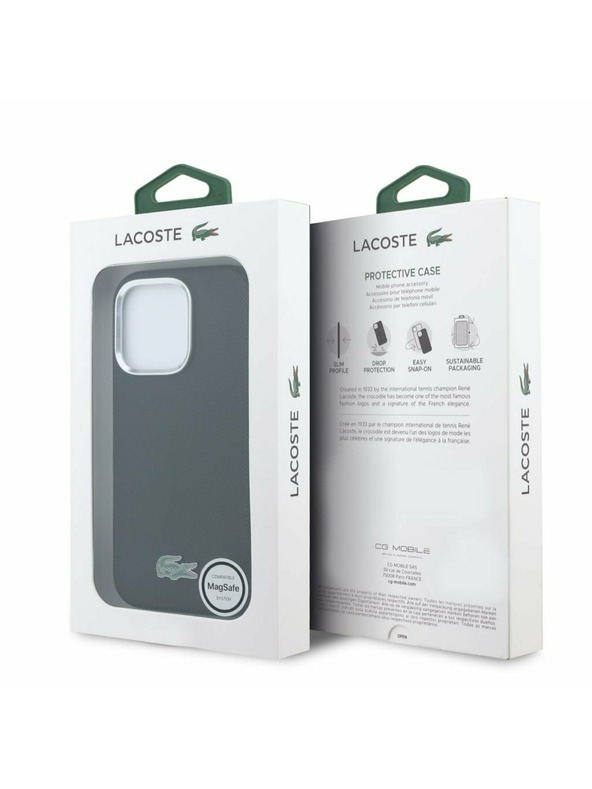 Lacoste Lacoste PVC Iconic Petit Pique Metal Logo MagSafe Hátlap iPhone 16 Pro Max-hoz Black