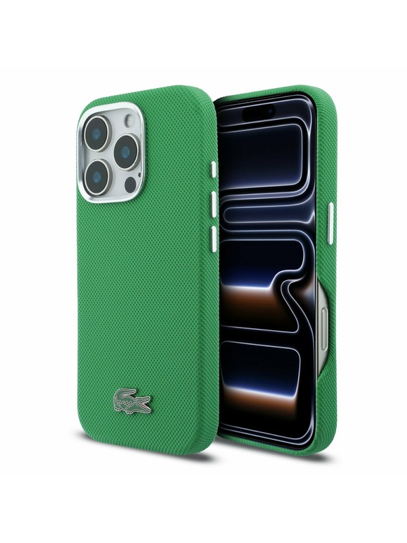 Lacoste Lacoste PVC Iconic Petit Pique Metal Logo MagSafe Hátlap iPhone 16 Pro Max-hoz Estragon Green