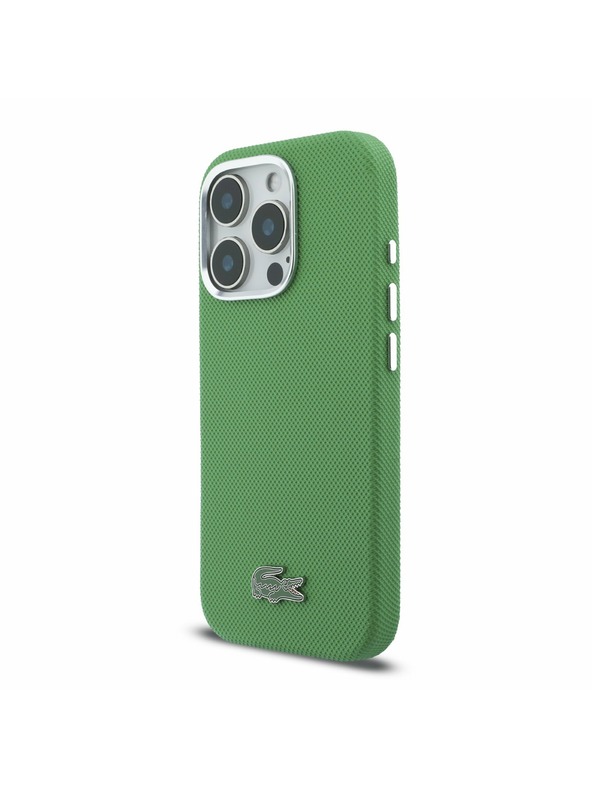 Lacoste Lacoste PVC Iconic Petit Pique Metal Logo MagSafe Hátlap iPhone 16 Pro Max-hoz Estragon Green