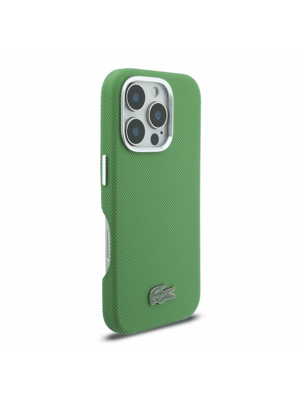Lacoste Lacoste PVC Iconic Petit Pique Metal Logo MagSafe Hátlap iPhone 16 Pro Max-hoz Estragon Green