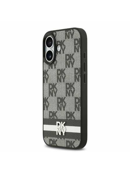 DKNY DKNY PU Leather Checkered Pattern and Stripe Hátlap iPhone 17-hez Black