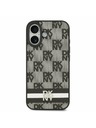 DKNY DKNY PU Leather Checkered Pattern and Stripe Hátlap iPhone 17-hez Black