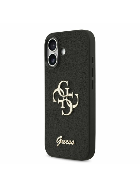 Guess Guess PU Fixed Glitter 4G Metal Logo Hátlap iPhone 17-hez Black