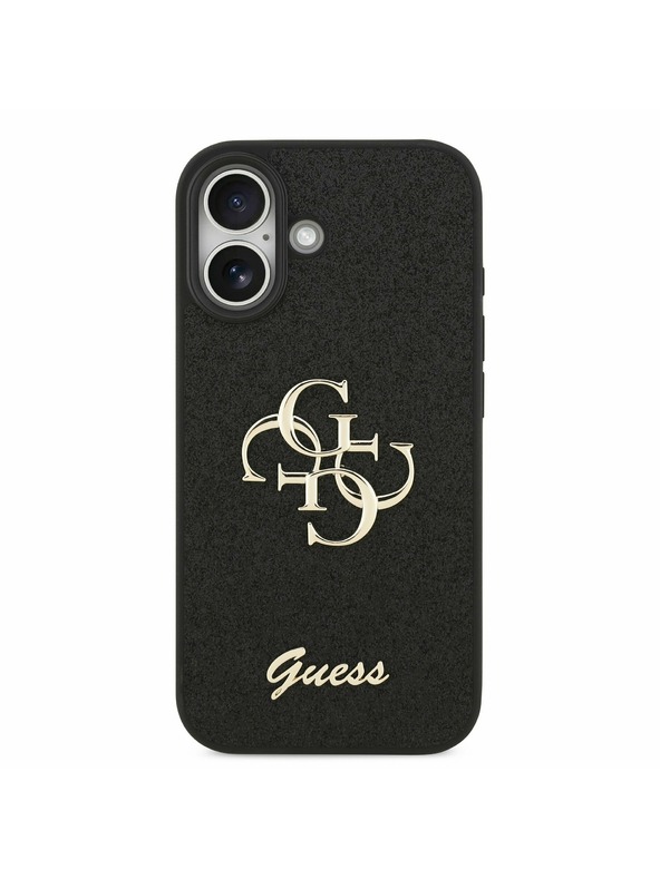 Guess Guess PU Fixed Glitter 4G Metal Logo Hátlap iPhone 17-hez Black