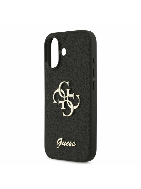Guess Guess PU Fixed Glitter 4G Metal Logo Hátlap iPhone 17-hez Black
