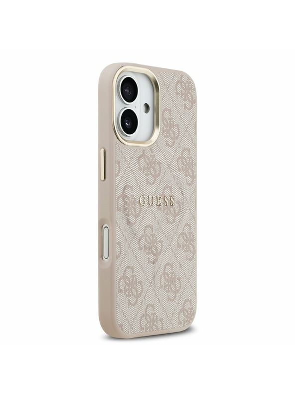 Guess Guess PU Leather 4G Gold Frame MagSafe Hátlap iPhone 17-hez Pink