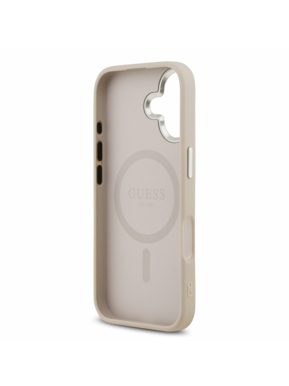 Guess Guess PU Leather Triangle Logo MagSafe Hátlap iPhone 17-hez Pink