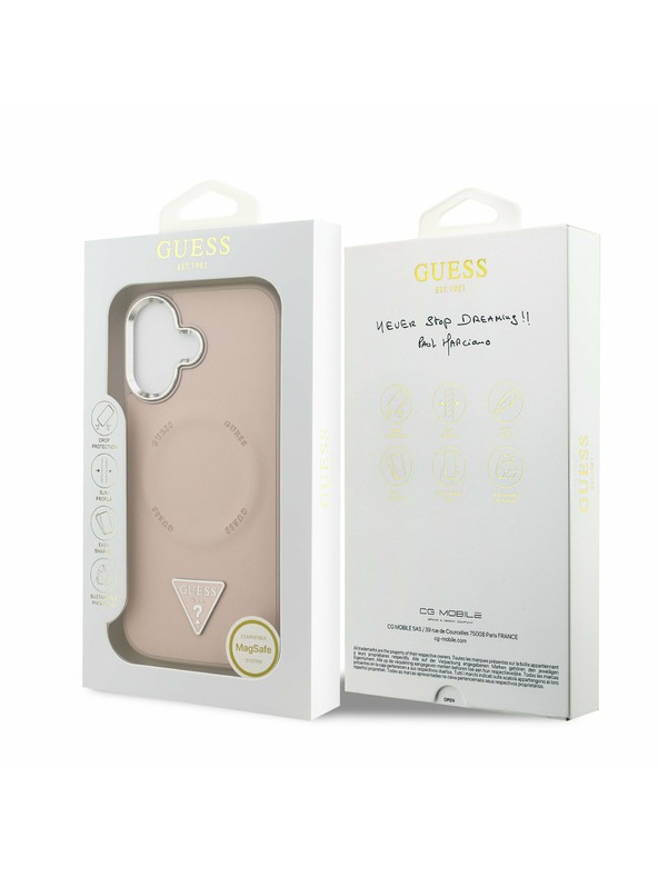 Guess Guess PU Leather Triangle Logo MagSafe Hátlap iPhone 17-hez Pink
