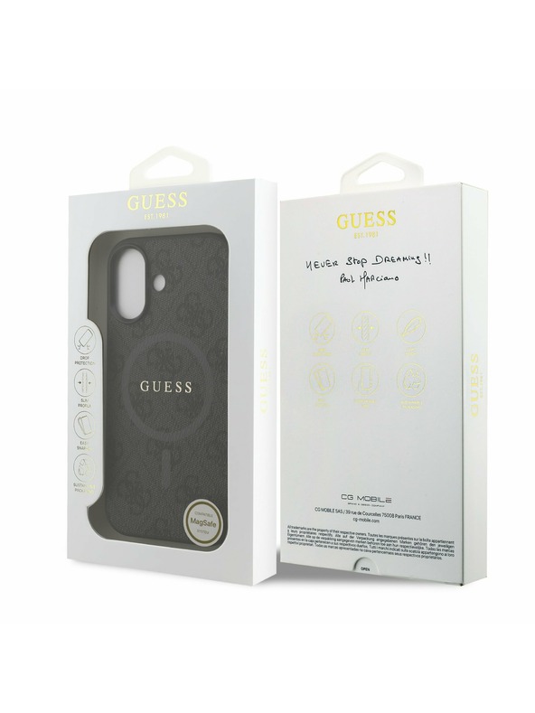 Guess Guess PU Leather 4G Colored Ring MagSafe Hátlap iPhone 17-hez Black