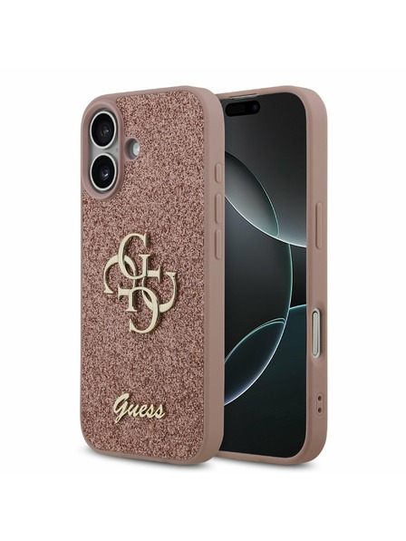 Guess Guess PU Fixed Glitter 4G Metal Logo Hátlap iPhone 17-hez Pink
