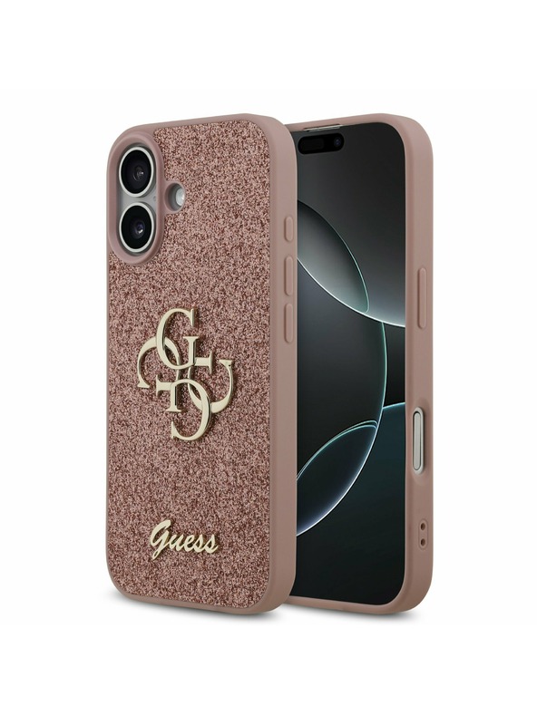 Guess Guess PU Fixed Glitter 4G Metal Logo Hátlap iPhone 17-hez Pink