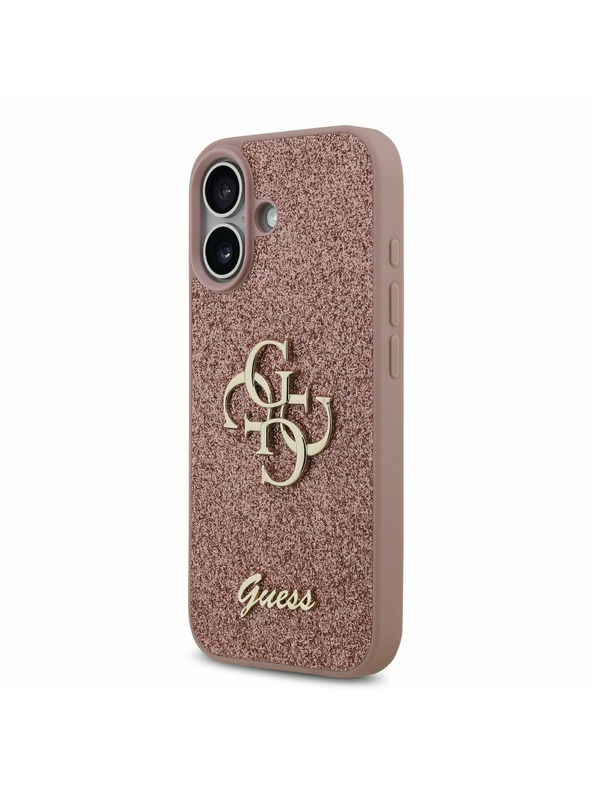 Guess Guess PU Fixed Glitter 4G Metal Logo Hátlap iPhone 17-hez Pink