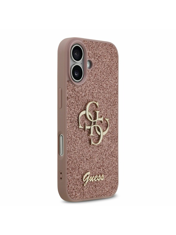 Guess Guess PU Fixed Glitter 4G Metal Logo Hátlap iPhone 17-hez Pink