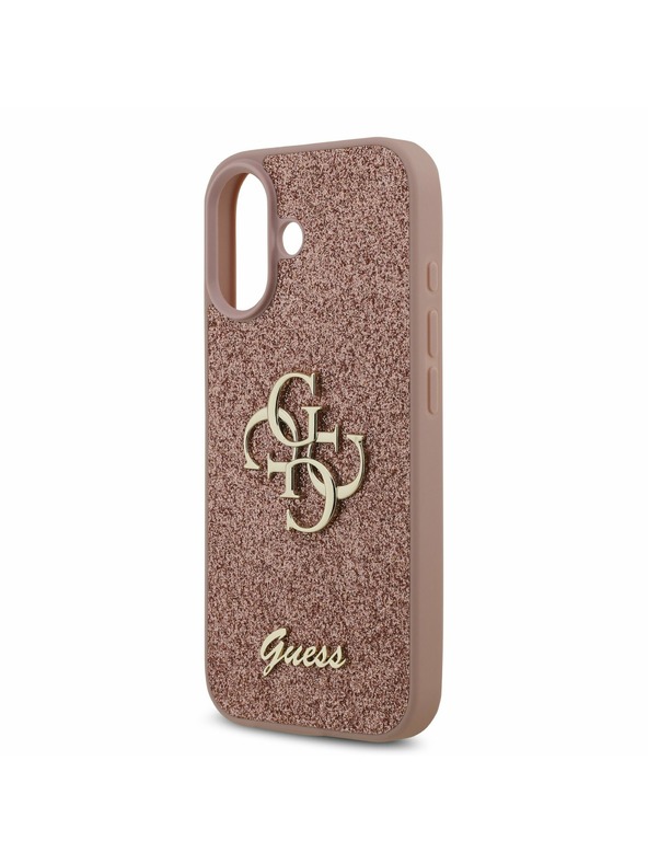 Guess Guess PU Fixed Glitter 4G Metal Logo Hátlap iPhone 17-hez Pink