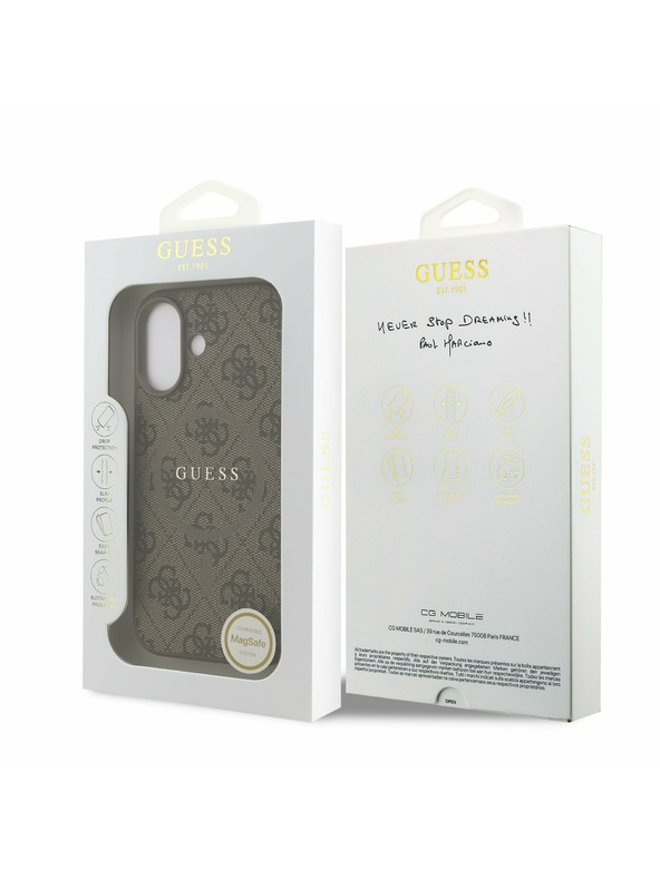 Guess Guess PU Leather 4G Colored Ring MagSafe Hátlap iPhone 17 Brown