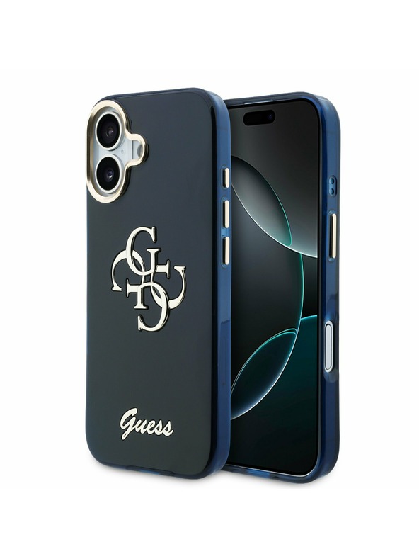 Guess Guess IML 4G Script Metal Logo Hátlap iPhone 17 Blue
