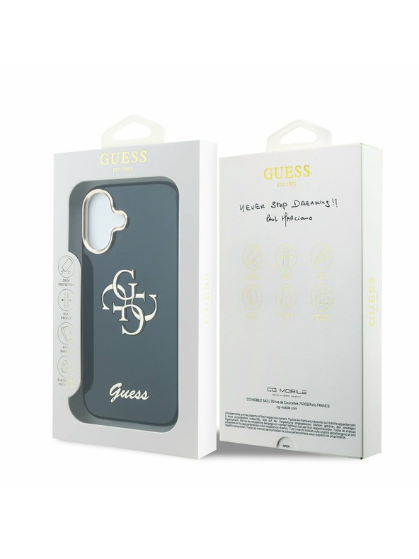 Guess Guess IML 4G Script Metal Logo Hátlap iPhone 17 Blue