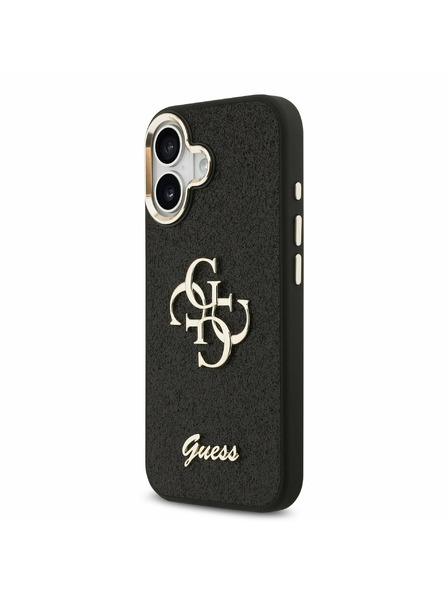Guess Guess PU Fixed Glitter 4G Metal Frame Hátlap iPhone 17 Black