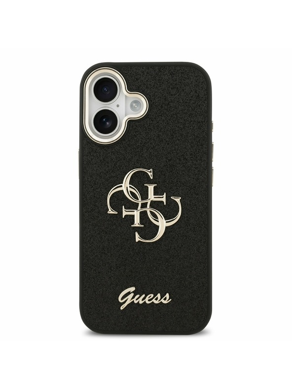 Guess Guess PU Fixed Glitter 4G Metal Frame Hátlap iPhone 17 Black