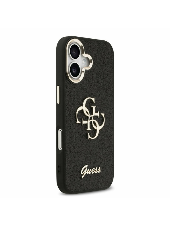 Guess Guess PU Fixed Glitter 4G Metal Frame Hátlap iPhone 17 Black