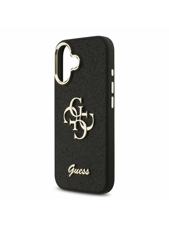 Guess Guess PU Fixed Glitter 4G Metal Frame Hátlap iPhone 17 Black