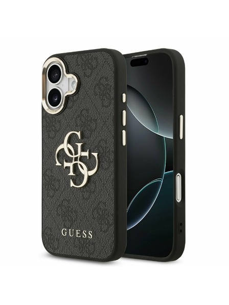 Guess Guess PU Leather 4G Metal Logo Gold Frame Hátlap iPhone 17 Black