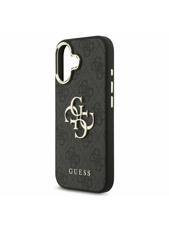 Guess Guess PU Leather 4G Metal Logo Gold Frame Hátlap iPhone 17 Black