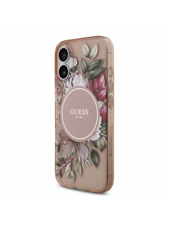 Guess Guess IML Flowers Strap MagSafe Hátlap iPhone 17 Pink