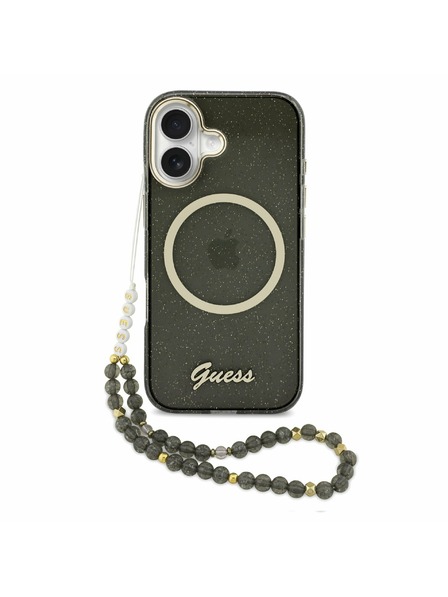 Guess Guess IML Glitter Script Strap MagSafe Hátlap iPhone 17 Black