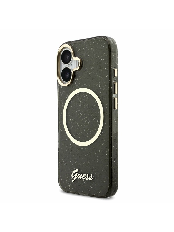 Guess Guess IML Glitter Script Strap MagSafe Hátlap iPhone 17 Black