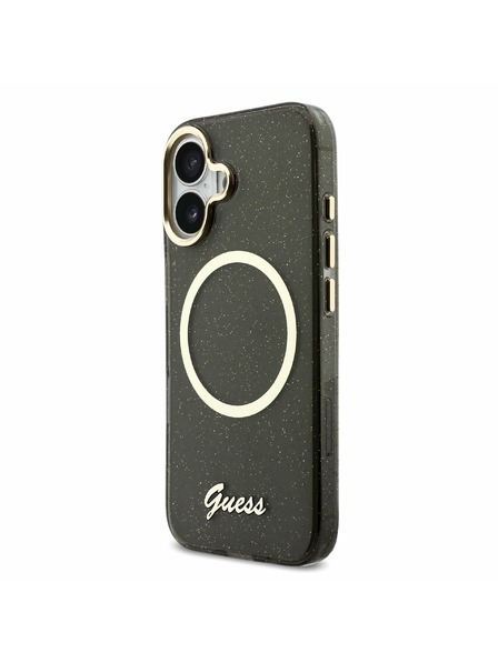 Guess Guess IML Glitter Script Strap MagSafe Hátlap iPhone 17 Black