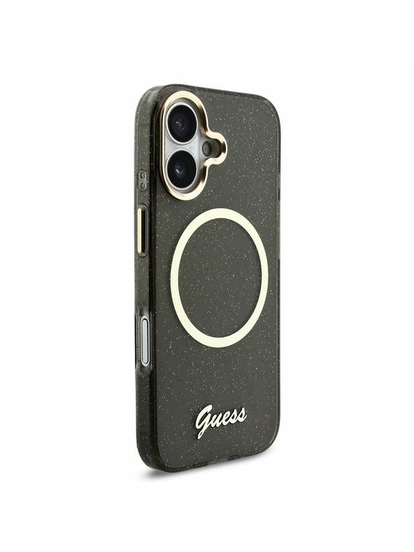 Guess Guess IML Glitter Script Strap MagSafe Hátlap iPhone 17 Black