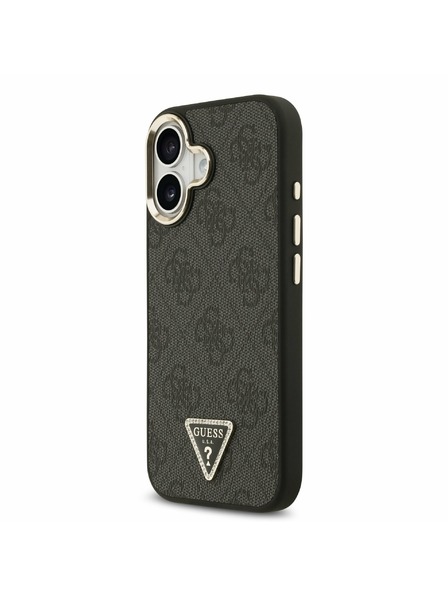 Guess Guess PU Leather 4G Strass Triangle Logo Gold Frame MagSafe Hátlap iPhone 17 Black