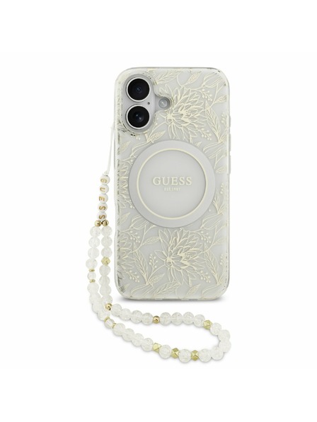 Guess Guess IML Flowers Allover Strap MagSafe Hátlap iPhone 17 White