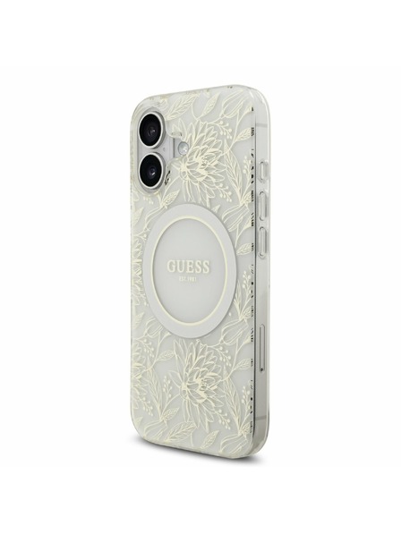 Guess Guess IML Flowers Allover Strap MagSafe Hátlap iPhone 17 White